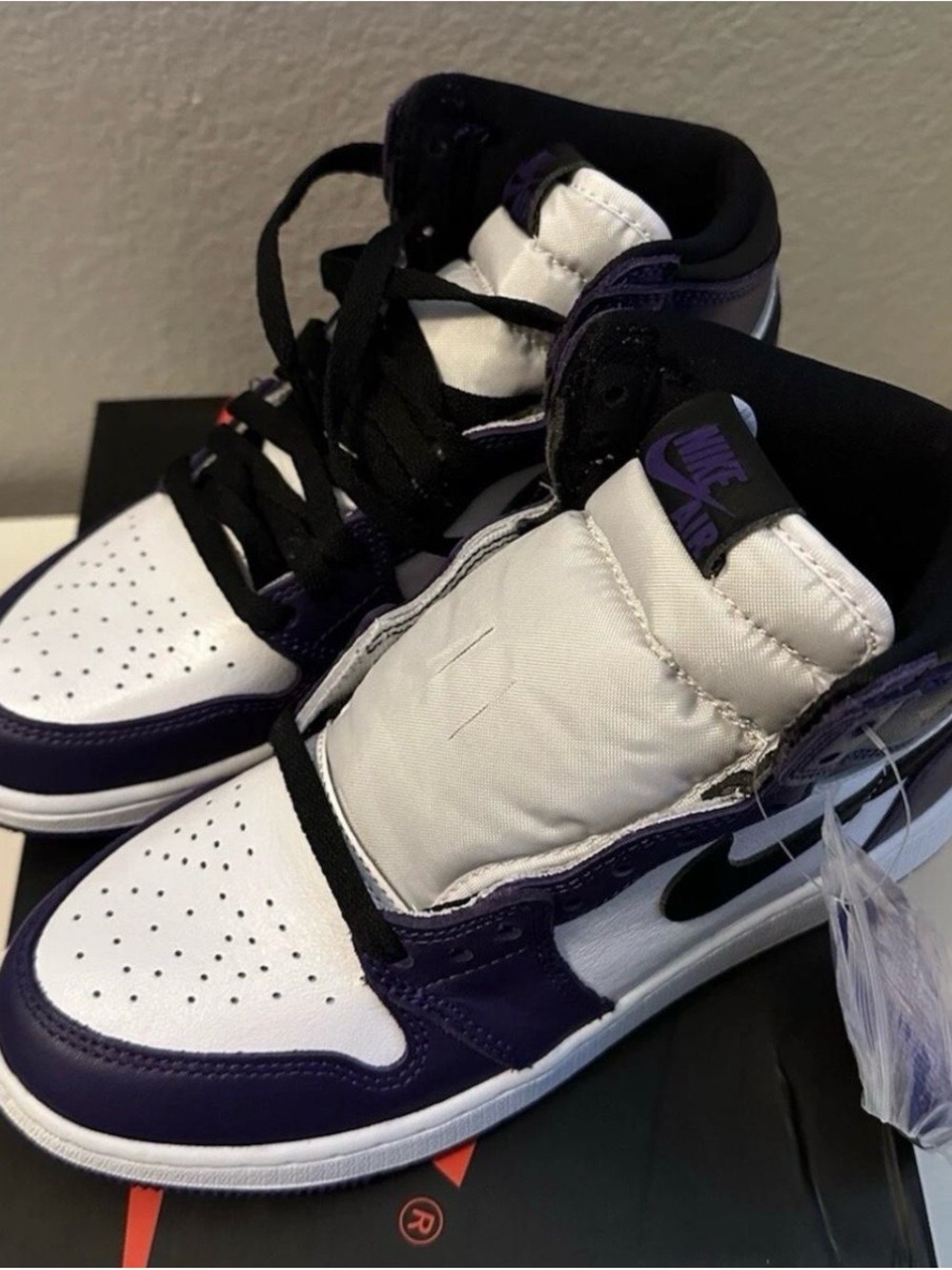 Nike Air Jordan 1 Mid Sneakers - White, Purple & Black